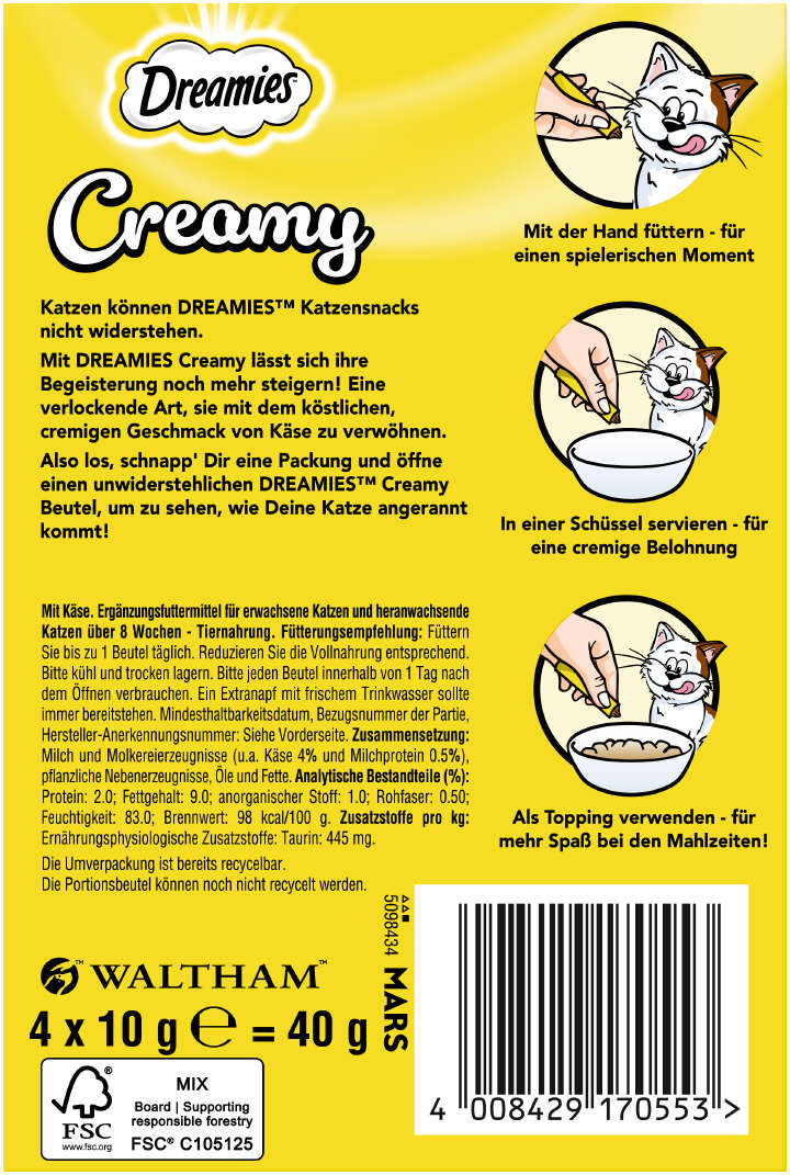 Dreamies Creamy mit Käse Multipack